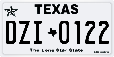 TX license plate DZI0122