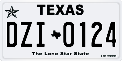 TX license plate DZI0124
