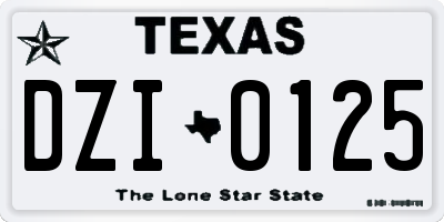 TX license plate DZI0125