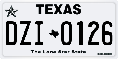 TX license plate DZI0126