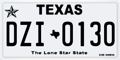 TX license plate DZI0130