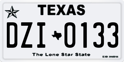 TX license plate DZI0133
