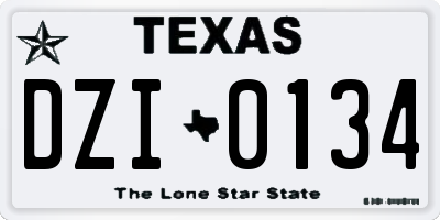 TX license plate DZI0134