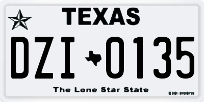 TX license plate DZI0135