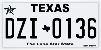 TX license plate DZI0136