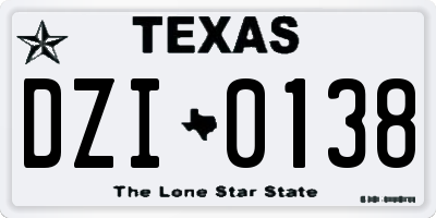 TX license plate DZI0138