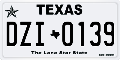 TX license plate DZI0139