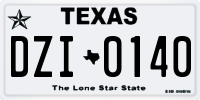 TX license plate DZI0140