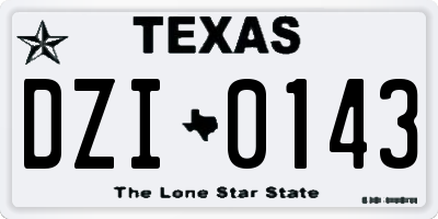 TX license plate DZI0143