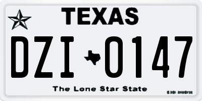TX license plate DZI0147