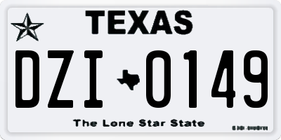 TX license plate DZI0149