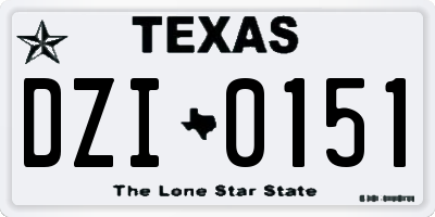 TX license plate DZI0151