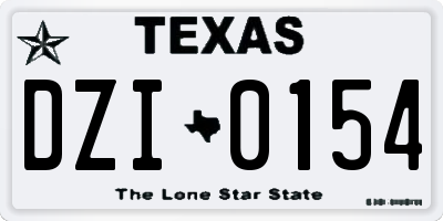 TX license plate DZI0154