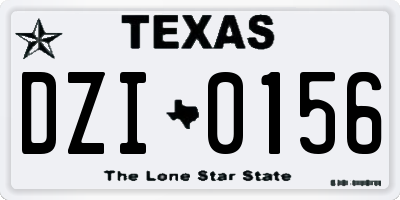 TX license plate DZI0156