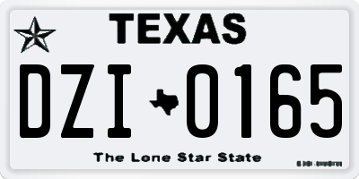 TX license plate DZI0165
