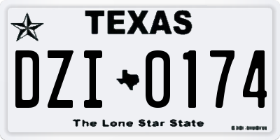 TX license plate DZI0174
