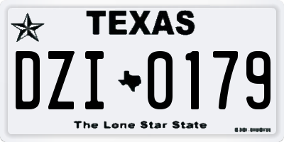 TX license plate DZI0179