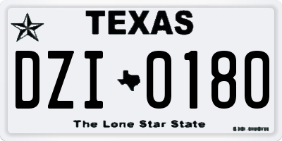 TX license plate DZI0180