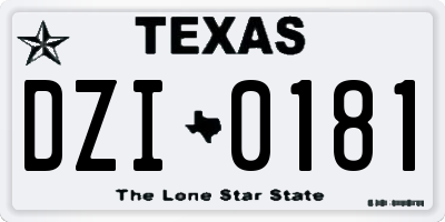 TX license plate DZI0181