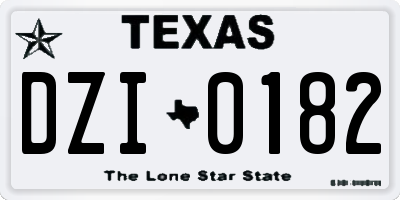 TX license plate DZI0182