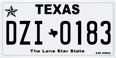 TX license plate DZI0183