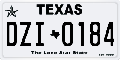 TX license plate DZI0184
