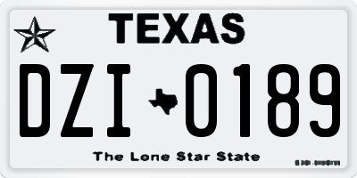 TX license plate DZI0189