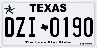 TX license plate DZI0190
