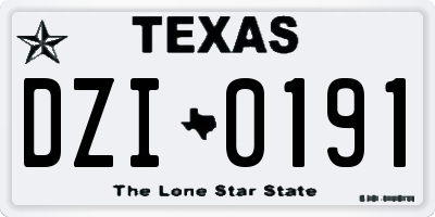 TX license plate DZI0191