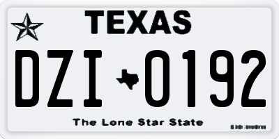 TX license plate DZI0192