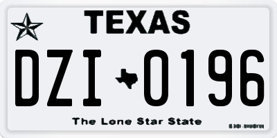 TX license plate DZI0196