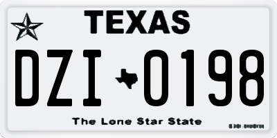 TX license plate DZI0198