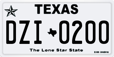 TX license plate DZI0200