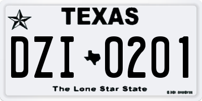 TX license plate DZI0201