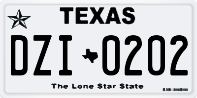TX license plate DZI0202
