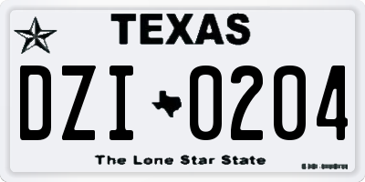 TX license plate DZI0204