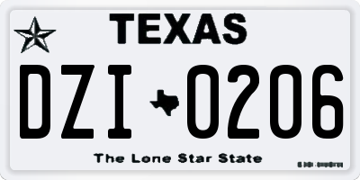 TX license plate DZI0206