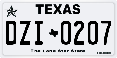 TX license plate DZI0207