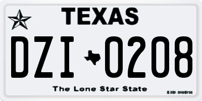 TX license plate DZI0208