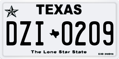 TX license plate DZI0209