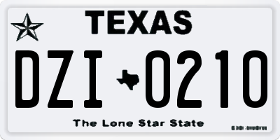 TX license plate DZI0210