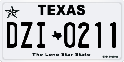 TX license plate DZI0211