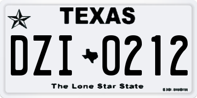 TX license plate DZI0212