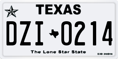 TX license plate DZI0214