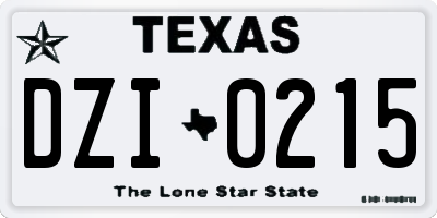 TX license plate DZI0215