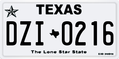 TX license plate DZI0216
