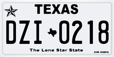 TX license plate DZI0218