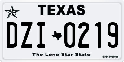 TX license plate DZI0219