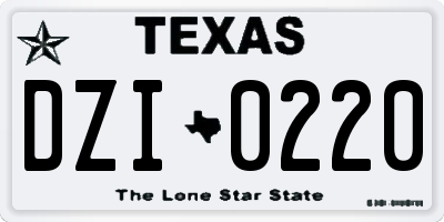 TX license plate DZI0220