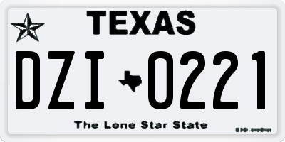 TX license plate DZI0221